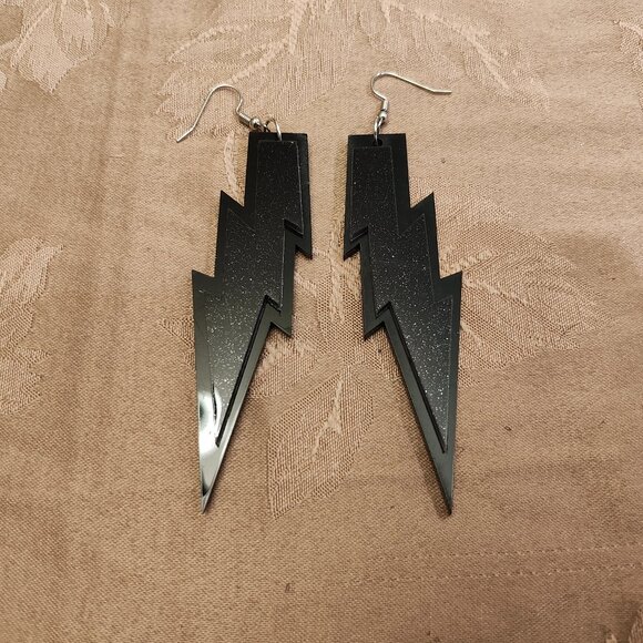 Just Follow Retro Lightening Bolt Earrings, Excellent Used Condition! (EUC) - Picture 1 of 3